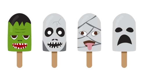 Set of ice cream with fantasy character face